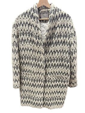 IRO Caly Bouclé Cocoon Coat Black White size Medium 38